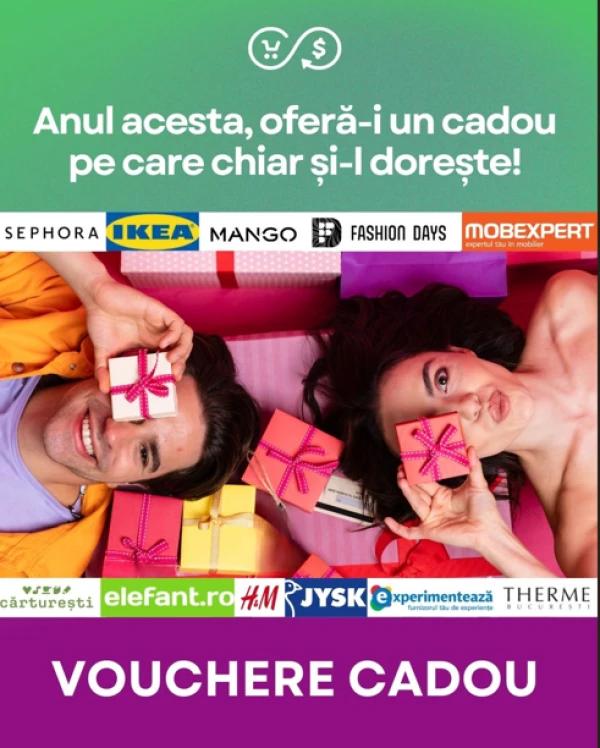Descoperă 10 idei de cadouri de 8 Martie care ajung instant pe email: vouchere cadou la Sephora, Douglas, Therme, H&M, Fashion Days, Mobexpert și multe altele. Oferă libertatea de alegere și